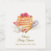 Moderne Berry Pancake Egg Whisk Brunch Babydusche Weinetikett (Einzelnes Label)