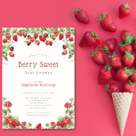Moderne Berry Sweet Strawberry Baby Dusche Einladung