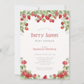 Moderne Berry Sweet Strawberry Baby Dusche Einladung (Vorderseite)