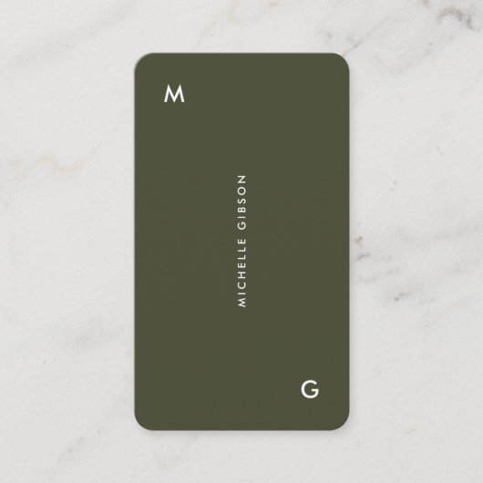 Moderne Beruflich Army Green Simple Visitenkarte (Vorderseite)