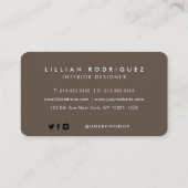 Moderne Beruflich-braune Signatur-Visitenkarte Visitenkarte (Rückseite)