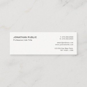 Moderne Beruflich Elegante Weiß Einfach Schlicht Mini Visitenkarte