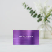 Moderne Beruflich gebürstete Metallic Lila Visitenkarte (Stehend Vorderseite)