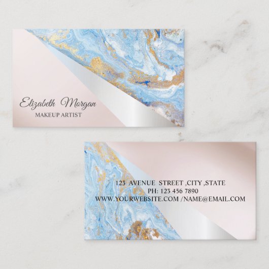 Moderne Beruflich Geometrie, Rose aus Marmor Gold Visitenkarte (Vorne/Hinten)