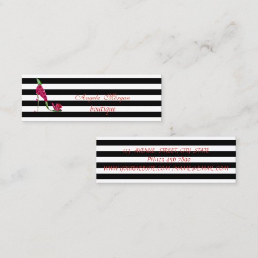 Moderne Beruflich gestreifte Ferse Mini Visitenkarte (Vorne/Hinten)