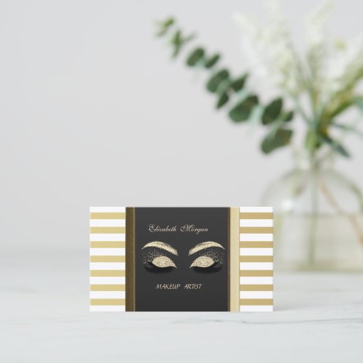 Moderne, Beruflich gestreifte - Glitzer Lashes Visitenkarte (Stehend Vorderseite)