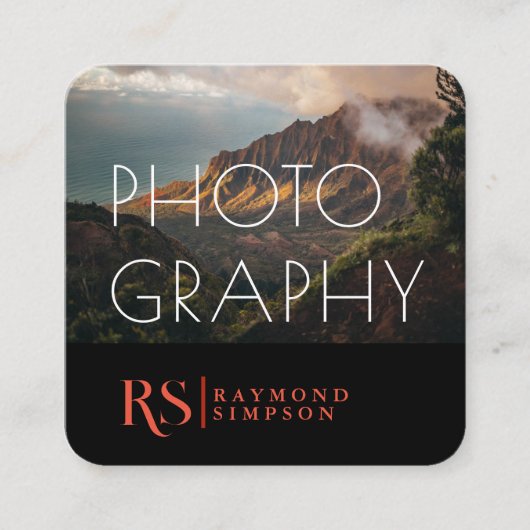 Moderne Berufliche 2 Fotos Monogramm Fotografie Quadratische Visitenkarte (Vorderseite)