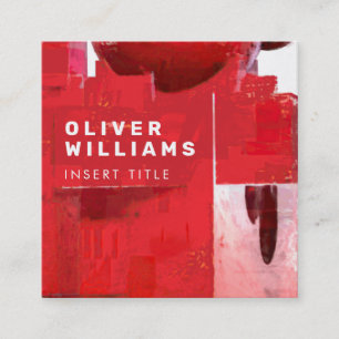 Moderne Berufliche Abstrakte Rot-Struktur Quadratische Visitenkarte