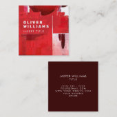 Moderne Berufliche Abstrakte Rot-Struktur Quadratische Visitenkarte (Vorne/Hinten)