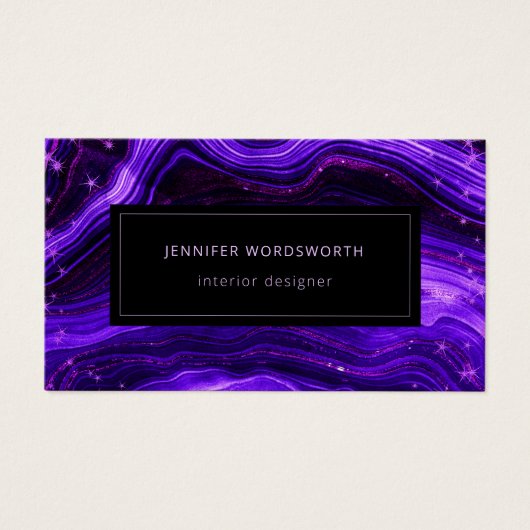 Moderne Berufliche Aquarellfarbe Agate Lila Geode (Vorderseite)