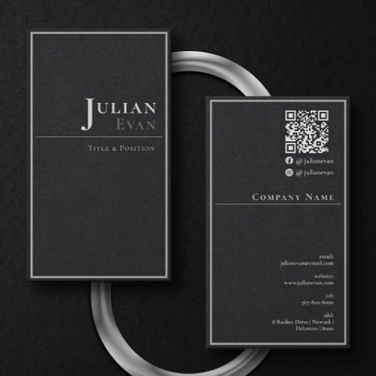 Moderne Berufliche Black Business Card Visitenkarte