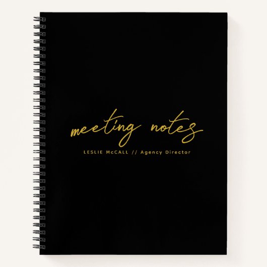 Moderne Berufliche Black Gold-Meeting-Notes Notizblock (Vorderseite)