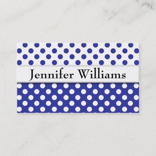 Moderne Berufliche Blue Polka Dot Business Card Visitenkarte (Vorderseite)