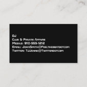 Moderne Berufliche DJ-Business-Karte für Kohlensto Visitenkarte (Rückseite)