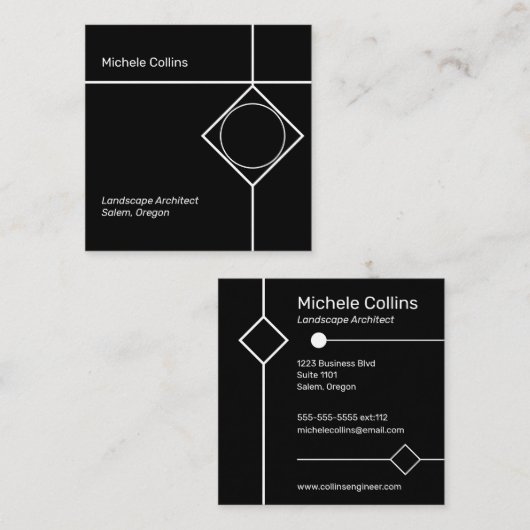 Moderne Berufliche Elegance Business Card Quadratische Visitenkarte (Vorne/Hinten)