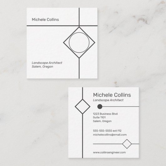 Moderne Berufliche Elegance Business Card Quadratische Visitenkarte (Vorne/Hinten)