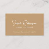 Moderne Berufliche Elegant Boho Beige Script Name Visitenkarte (Vorderseite)