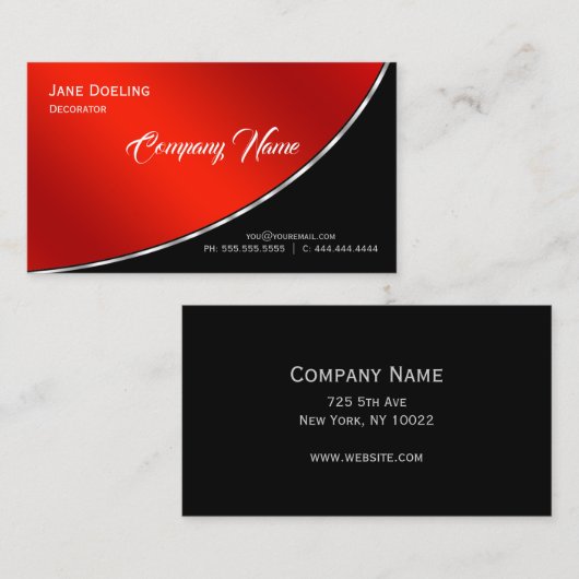 Moderne Berufliche Elegant Bright Crimson Visitenkarte (Vorne/Hinten)