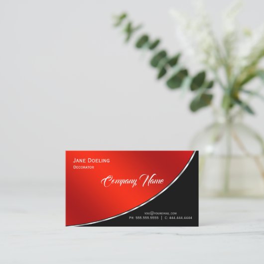 Moderne Berufliche Elegant Bright Crimson Visitenkarte (Stehend Vorderseite)