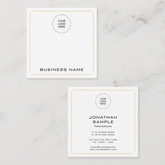 Moderne Berufliche Elegante einfache Goldvorlage Quadratische Visitenkarte (Vorne/Hinten)