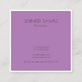 Moderne Berufliche Elegante Einfache Vorlage Lila Quadratische Visitenkarte (Rückseite)