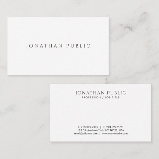 Moderne Berufliche Elegante einfache Vorlage Visitenkarte (Vorne/Hinten)
