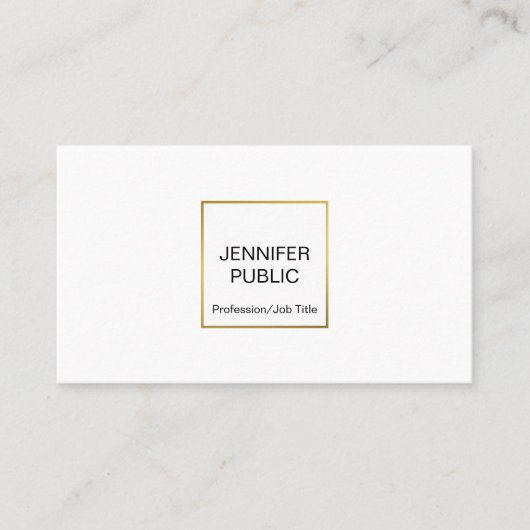 Moderne Berufliche Elegante Weißer Golden Chic Ein Visitenkarte (Vorderseite)