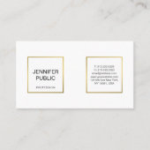 Moderne Berufliche Elegante Weißer Golden Chic Ein Visitenkarte (Vorderseite)