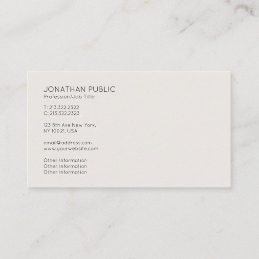 Moderne Berufliche Eleganz Einfach Schlicht Visitenkarte (Rückseite)