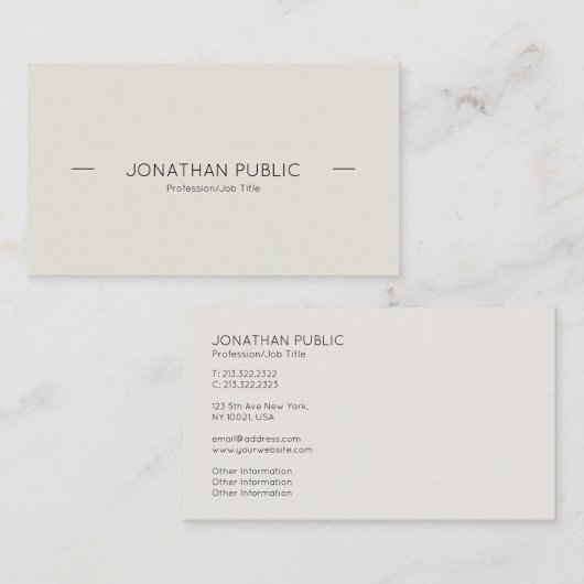 Moderne Berufliche Eleganz Einfach Schlicht Visitenkarte (Vorne/Hinten)
