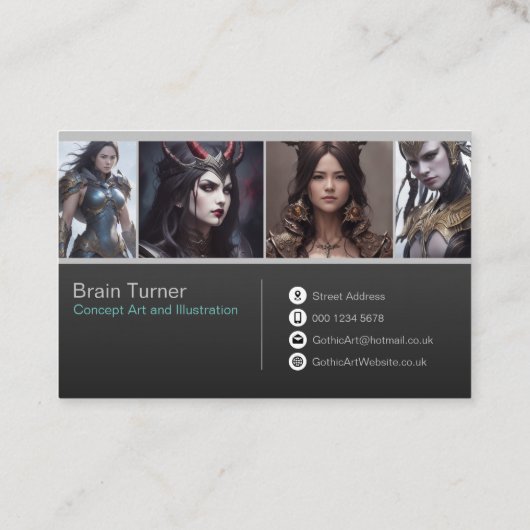 Moderne Berufliche Fantasy Artwork Visitenkarte (Rückseite)