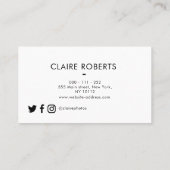 moderne berufliche | Fotograf-Geschäftskarte Visitenkarte (Rückseite)