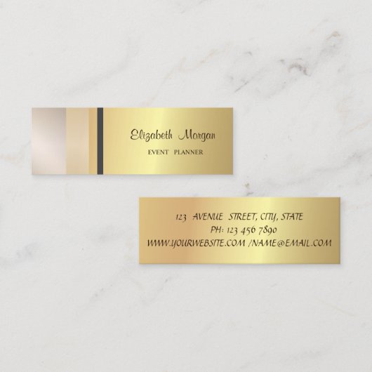 Moderne Berufliche Geometrie, Streifen, Gold Mini Visitenkarte (Vorne/Hinten)