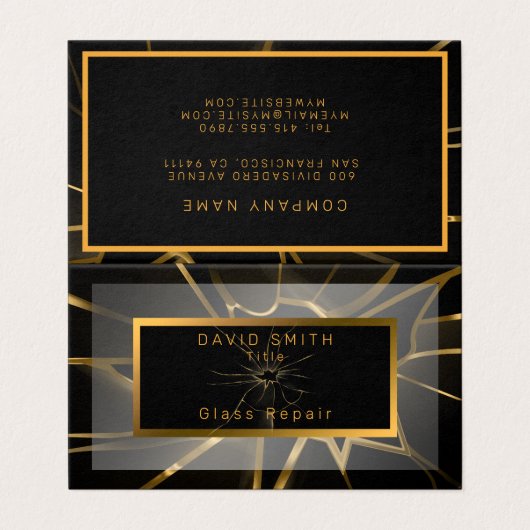 Moderne Berufliche Glasreparatur Visitenkarten (Außenseite Aufgefaltet)