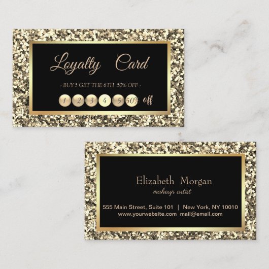 Moderne Berufliche Glitzer Frame Loyalty Card Treuekarte (Vorne/Hinten)