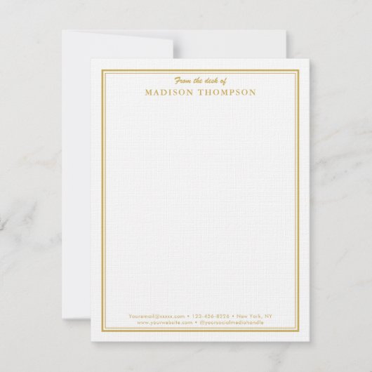 Moderne Berufliche Gold Business Note Card Mitteilungskarte (Vorderseite)
