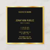 Moderne Berufliche Gold Elegante Vorlage Quadratische Visitenkarte (Rückseite)