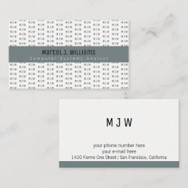 moderne berufliche Graustreifen- und Initialmuster Visitenkarte