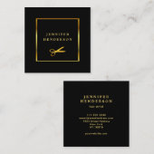 Moderne berufliche Haarstylistin aus Schwarz und G Quadratische Visitenkarte (Vorne/Hinten)