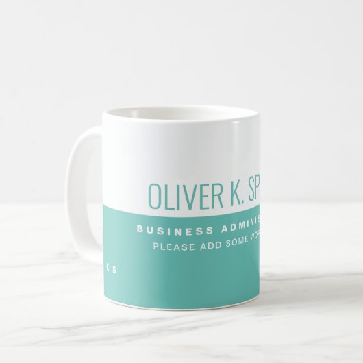 Moderne Berufliche halb Aquamarine Halbweiß Kaffeetasse (Vorderseite Links)