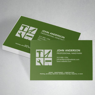Moderne Berufliche Handyman Services Green Visitenkarte
