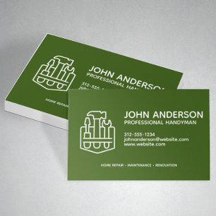 Moderne Berufliche Handyman Services Green Visitenkarte