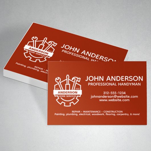 Moderne Berufliche Handyman Services Red Visitenkarte