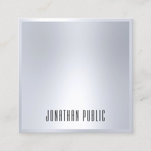 Moderne Berufliche Imitate Silver Elegante Vorlage Quadratische Visitenkarte (Vorderseite)