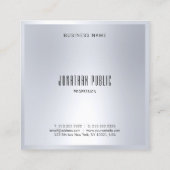 Moderne Berufliche Imitate Silver Elegante Vorlage Quadratische Visitenkarte (Rückseite)