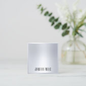Moderne Berufliche Imitate Silver Elegante Vorlage Quadratische Visitenkarte (Stehend Vorderseite)