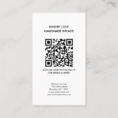 Moderne Berufliche Instagram Foto QR Code Bäckerei Visitenkarte (Rückseite)