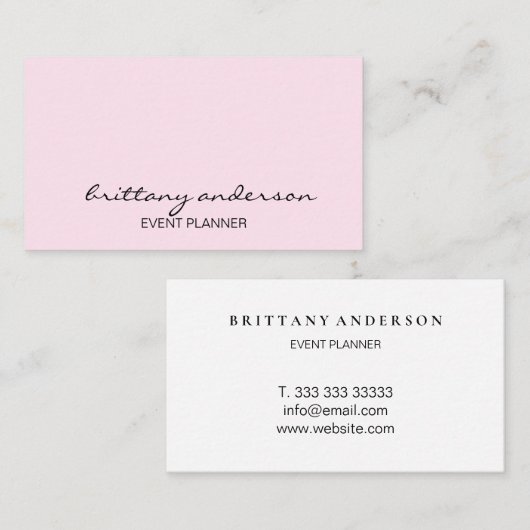 Moderne Berufliche Kalligrafie Rosa Visitenkarte (Vorne/Hinten)