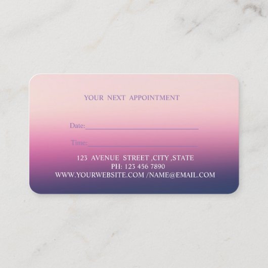 Moderne, Berufliche Lavander-Verabredung Terminkarte (Rückseite)