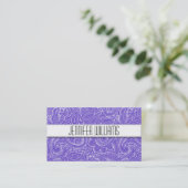 Moderne Berufliche Lavender Paisley Business Card Visitenkarte (Stehend Vorderseite)